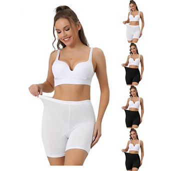 5 Packs Women's Mid-thigh Boxer Underwear Full Coverage Soft Stretch Boyshorts Panties