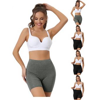 5 Packs Women's Mid-thigh Boxer Underwear Full Coverage Soft Stretch Boyshorts Panties