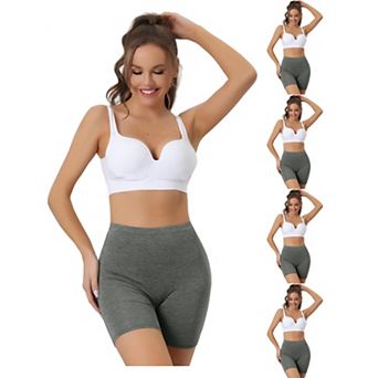 5 Packs Women's Mid-thigh Boxer Underwear Full Coverage Soft Stretch Boyshorts Panties