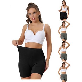 5 Packs Women's Mid-thigh Boxer Underwear Full Coverage Soft Stretch Boyshorts Panties