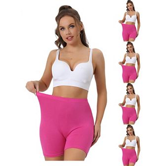 5 Packs Women's Mid-thigh Boxer Underwear Full Coverage Soft Stretch Boyshorts Panties