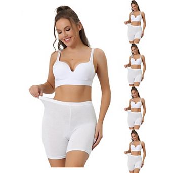 5 Packs Women's Mid-thigh Boxer Underwear Full Coverage Soft Stretch Boyshorts Panties