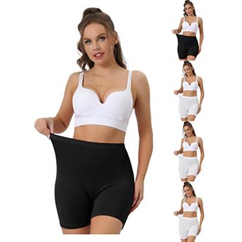 5 Packs Women's Mid-thigh Boxer Underwear Full Coverage Soft Stretch Boyshorts Panties