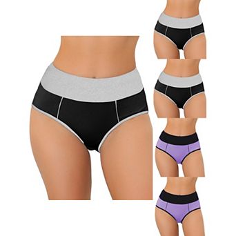 5 Packs Women's High Waist Tummy Control Color-block Brief, Available In Plus Size