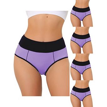 5 Packs Women's High Waist Tummy Control Color-block Brief, Available In Plus Size