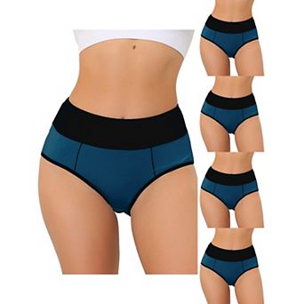 5 Packs Women's High Waist Tummy Control Color-block Brief, Available In Plus Size