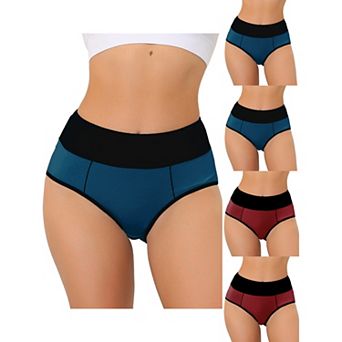 5 Packs Women's High Waist Tummy Control Color-block Brief, Available In Plus Size