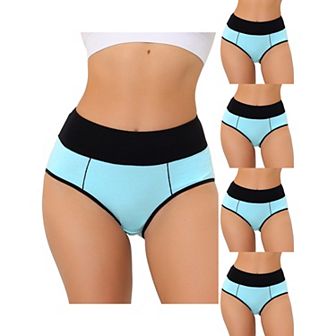 5 Packs Women's High Waist Tummy Control Color-block Brief, Available In Plus Size