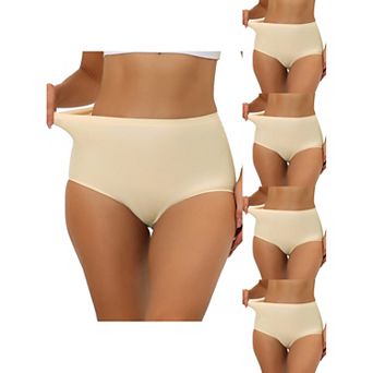 5 Packs Women's Elastic High-waisted Brief Breathable No Show Hipster Underwear