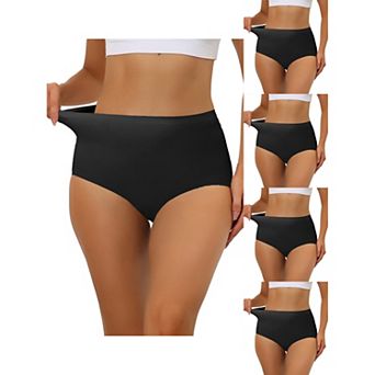 5 Packs Women's Elastic High-waisted Brief Breathable No Show Hipster Underwear