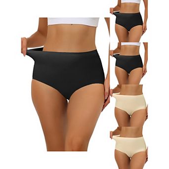 5 Packs Women's Elastic High-waisted Brief Breathable No Show Hipster Underwear