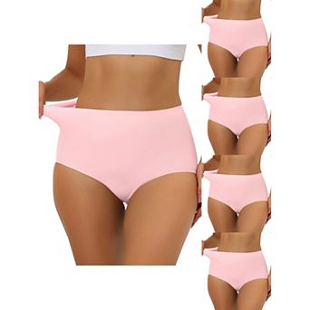 5 Packs Women's Elastic High-waisted Brief Breathable No Show Hipster Underwear