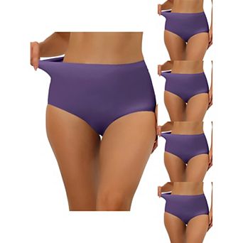 5 Packs Women's Elastic High-waisted Brief Breathable No Show Hipster Underwear