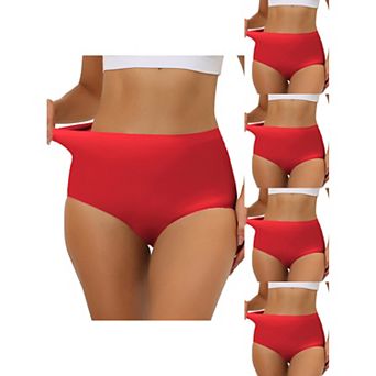 5 Packs Women's Elastic High-waisted Brief Breathable No Show Hipster Underwear
