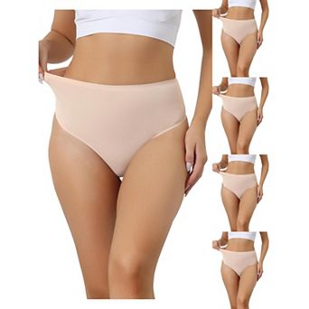 5 Packs Women's Hign Waist G-string Thongs, Tummy Control Stretch Panties, T-back Undepants