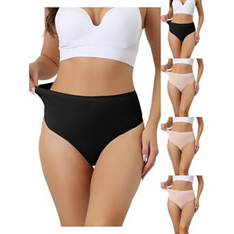 5 Packs Women's Hign Waist G-string Thongs, Tummy Control Stretch Panties, T-back Undepants