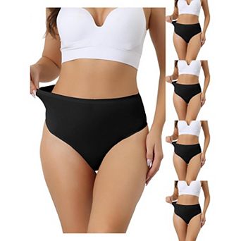5 Packs Women's Hign Waist G-string Thongs, Tummy Control Stretch Panties, T-back Undepants