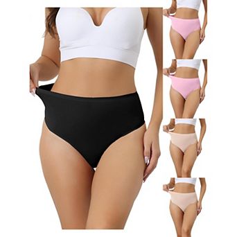 5 Packs Women's Hign Waist G-string Thongs, Tummy Control Stretch Panties, T-back Undepants