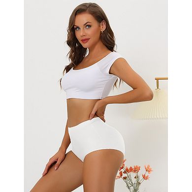 5 Packs Women's Elastic High-waisted Brief Breathable No Show Hipster Underwear Multi-color