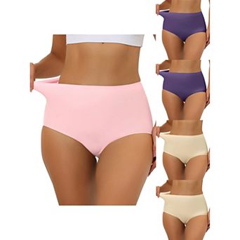 5 Packs Women's Elastic High-waisted Brief Breathable No Show Hipster Underwear Multi-color