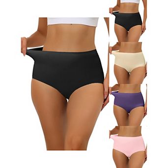 5 Packs Women's Elastic High-waisted Brief Breathable No Show Hipster Underwear Multi-color