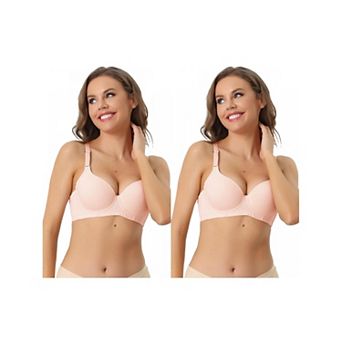 2 Packs Women's Underwire Lightly Bra Detachable Adjustable Straps Push Up 3/4 cup Bralette