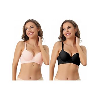 2 Packs Women's Underwire Lightly Bra Detachable Adjustable Straps Push Up 3/4 cup Bralette