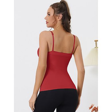 2 Packs Women's Camisole Built-in Bra Padded Adjustable Spaghetti Strap Sleeveless Tanks Tops