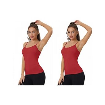 2 Packs Women's Camisole Built-in Bra Padded Adjustable Spaghetti Strap Sleeveless Tanks Tops