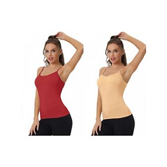 2 Packs Women's Camisole Built-in Bra Padded Adjustable Spaghetti Strap Sleeveless Tanks Tops