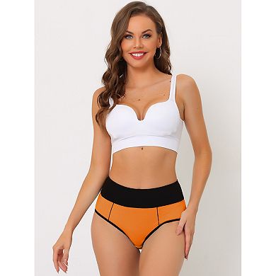 5 Packs Women's High Waist Tummy Control Color-block Brief, Available In Plus Size Multi-color