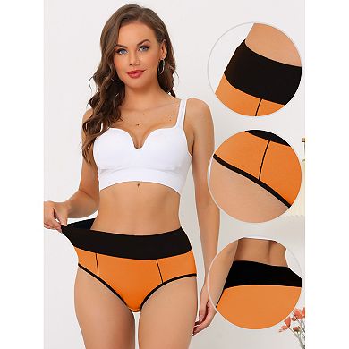 5 Packs Women's High Waist Tummy Control Color-block Brief, Available In Plus Size Multi-color