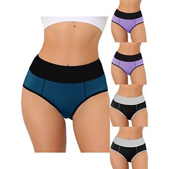 5 Packs Women's High Waist Tummy Control Color-block Brief, Available In Plus Size Multi-color