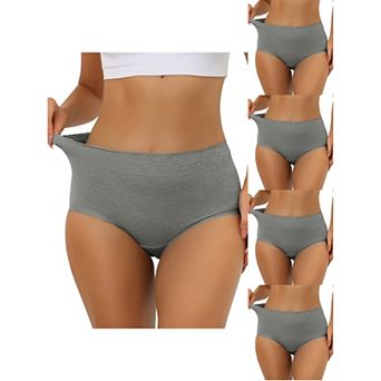 5 Packs Women's Cotton Underwear High-rise Lace Trim Tummy Control Full Coverage Brief