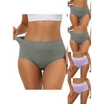 5 Packs Women's Cotton Underwear High-rise Lace Trim Tummy Control Full Coverage Brief