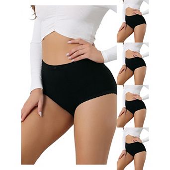 5 Packs Women's Soft High Waist Underwear Stretch Briefs Underpants Tummy Control Panties