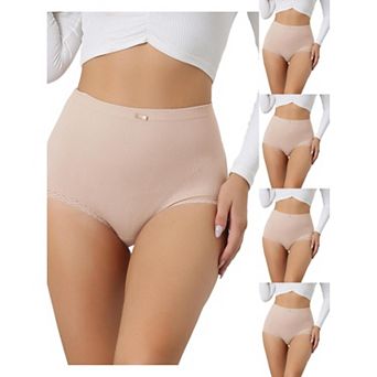 5 Packs Women's Soft High Waist Underwear Stretch Briefs Underpants Tummy Control Panties