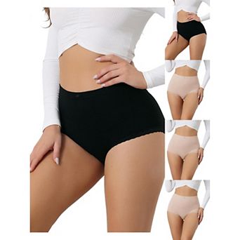 5 Packs Women's Soft High Waist Underwear Stretch Briefs Underpants Tummy Control Panties