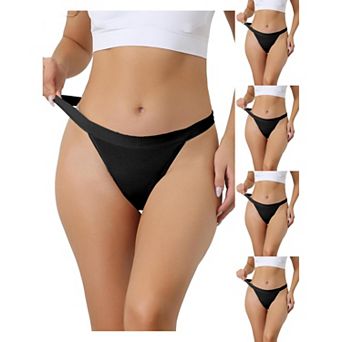 5 Packs Women's Breathable Underwear Leak Proof Stretch Thongs 4 Layers Medium Waist Panties