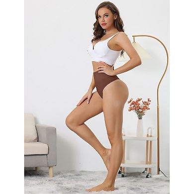 5 Packs Women's High-waisted Briefs Invisible Thong Stretchy Knickers Comfortable Underwear