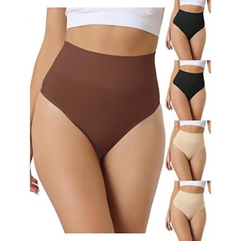 5 Packs Women's High-waisted Briefs Invisible Thong Stretchy Knickers Comfortable Underwear