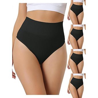 5 Packs Women's High-waisted Briefs Invisible Thong Stretchy Knickers Comfortable Underwear