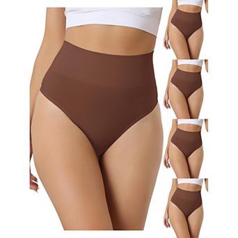 5 Packs Women's High-waisted Briefs Invisible Thong Stretchy Knickers Comfortable Underwear