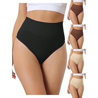5 Packs Women's High-waisted Briefs Invisible Thong Stretchy Knickers Comfortable Underwear