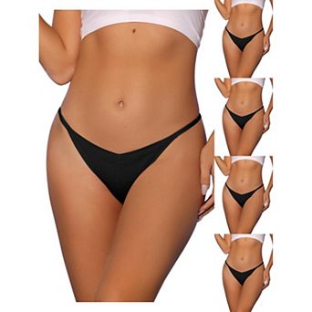 5 Packs Women's V-waisted Underwear Ruched Invisibles Breathable No Trace Thongs