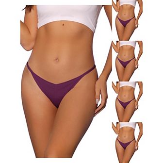 5 Packs Women's V-waisted Underwear Ruched Invisibles Breathable No Trace Thongs