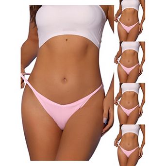 5 Packs Women's V-waisted Underwear Ruched Invisibles Breathable No Trace Thongs