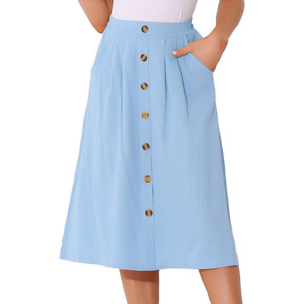 Ollun Orun Side Button Pleated Skirt Brown