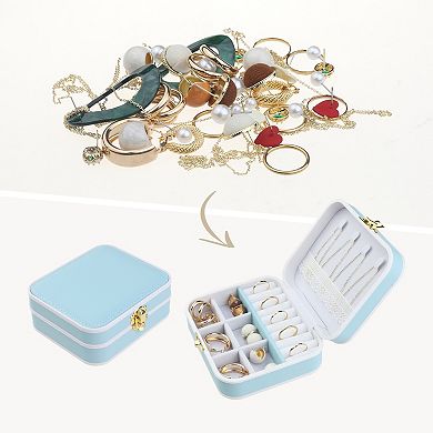 Travel Jewelry Box Portable Pu Leather Jewelry Organizer Case Storage Display Holder