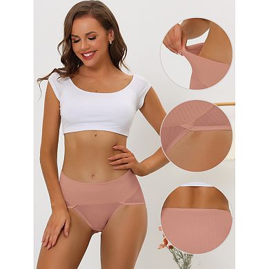 5 Packs Women's Hi-cut Ribbed High Waist Tummy Control Underwear, Available In Plus Size Multi-color